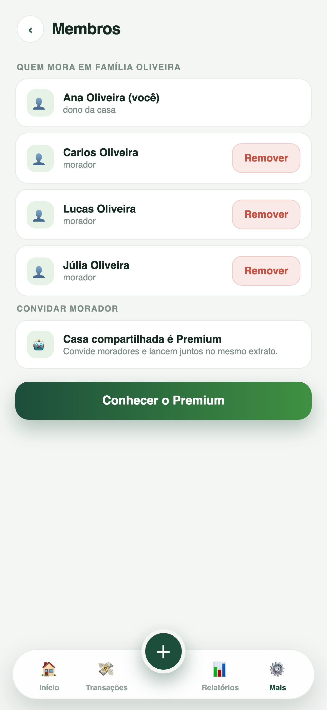 Moradores da casa compartilhada