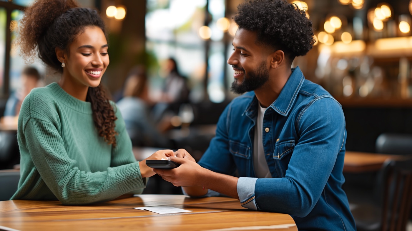 Casal no restaurante